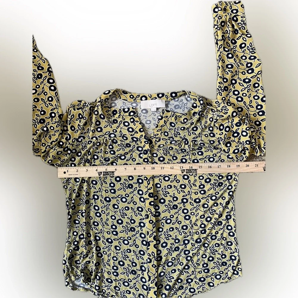 Ann Taylor LOFT Yellow and Black Floral Blouse size S - Picture 9 of 13